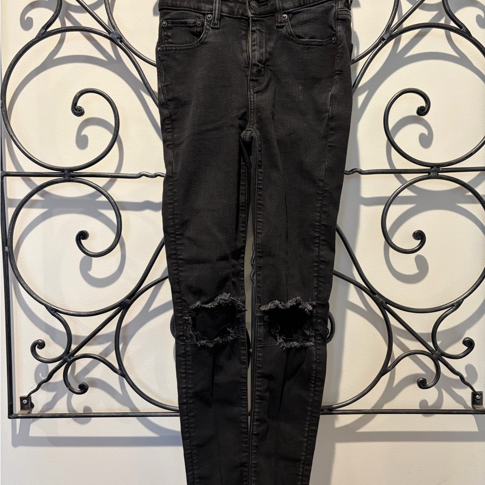 American Eagle Outfitters Black Ripped Skinny Jeans